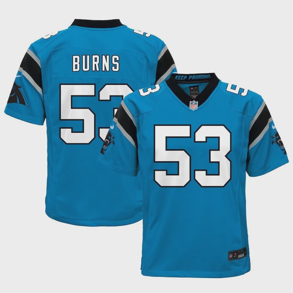 Brian Burns 53 Carolina Panthers Youth Alternate Game Jersey – Blue