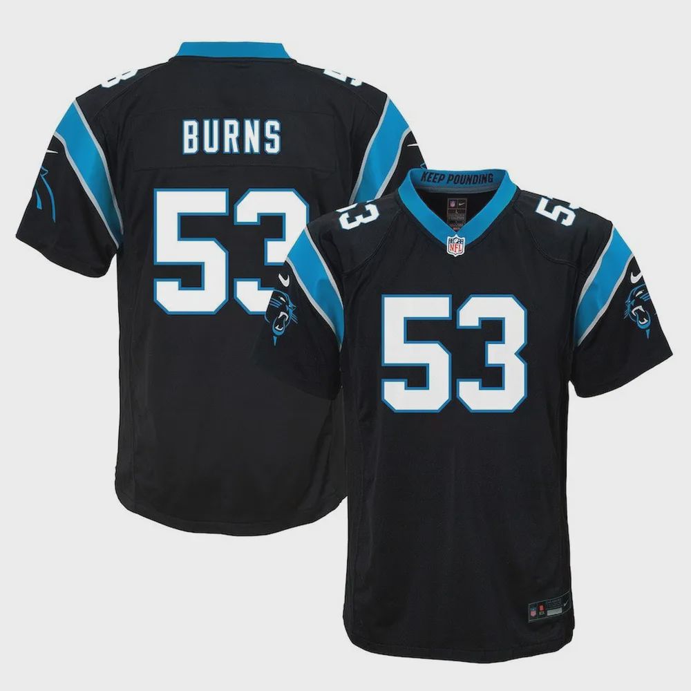 Brian Burns 53 Carolina Panthers Youth Game Jersey – Black