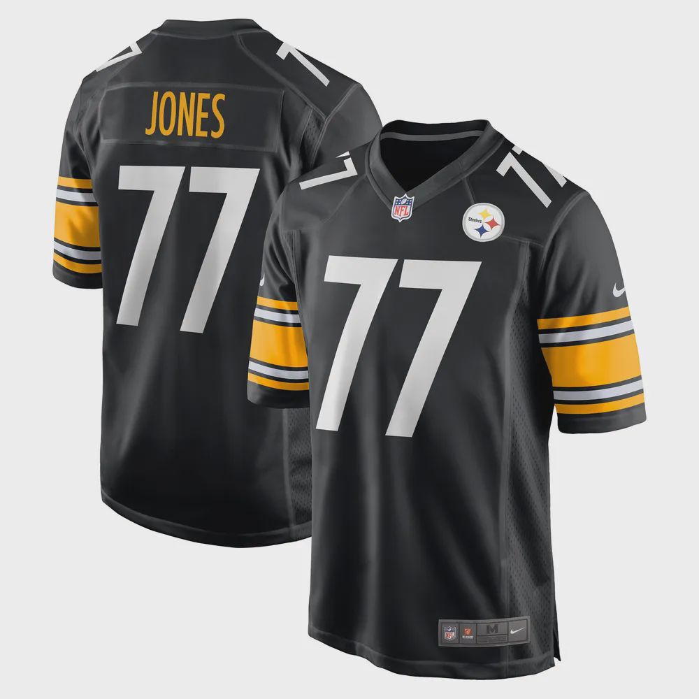 Broderick Jones 77 Pittsburgh Steelers 2023 NFL Draft Game Jersey – Black