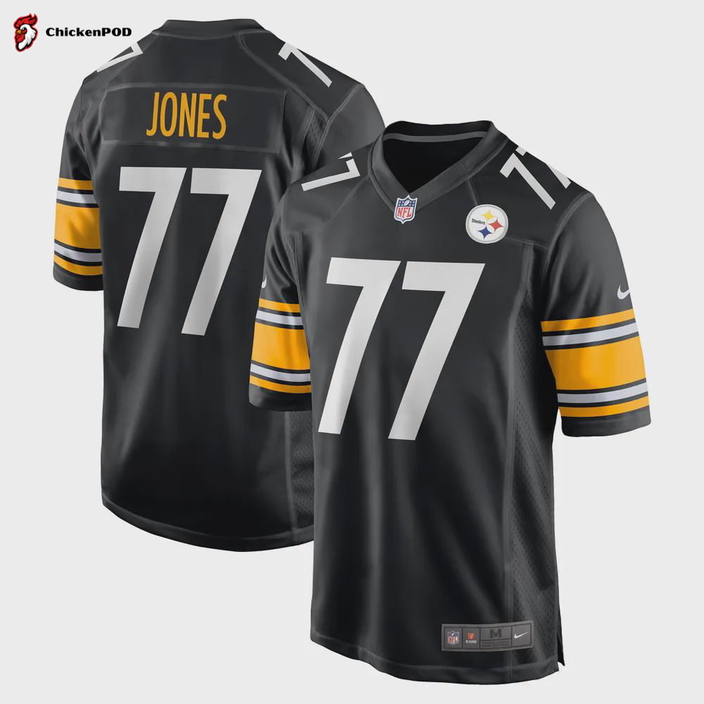 Broderick Jones 77 Pittsburgh Steelers 2023 NFL Draft Game Jersey – Black