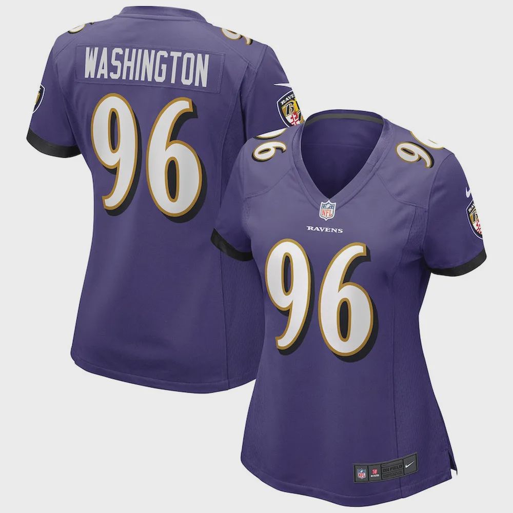 Broderick Washington 96 Baltimore Ravens Women’s Game Jersey – Purple