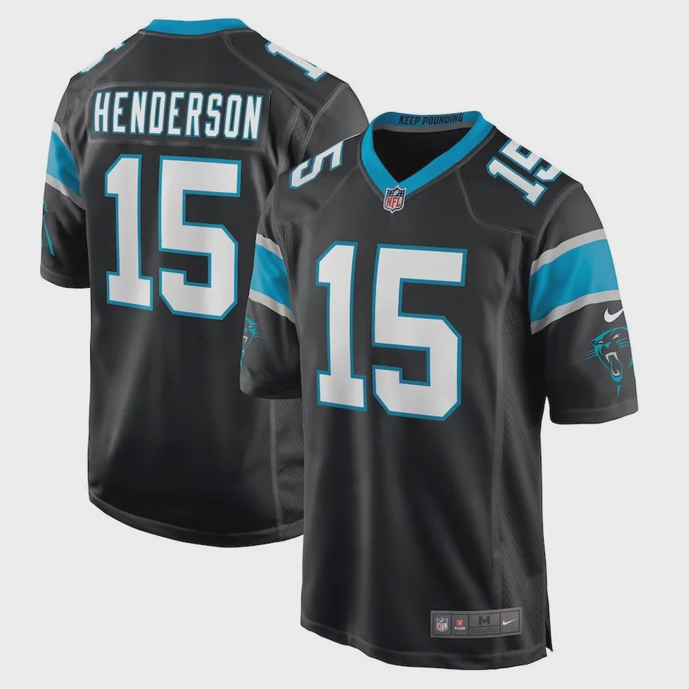 C. Henderson 15 Carolina Panthers Men’s Game Jersey – Black