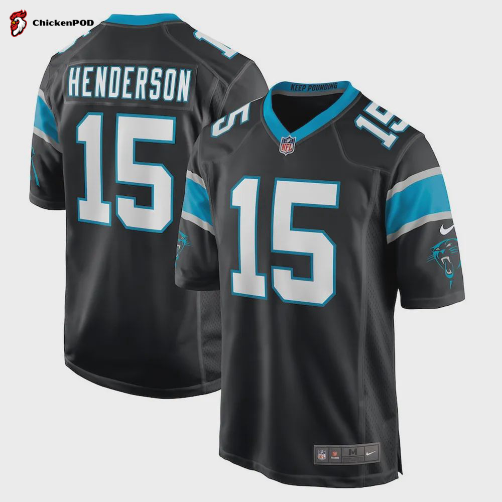 C. Henderson 15 Carolina Panthers Men’s Game Jersey – Black