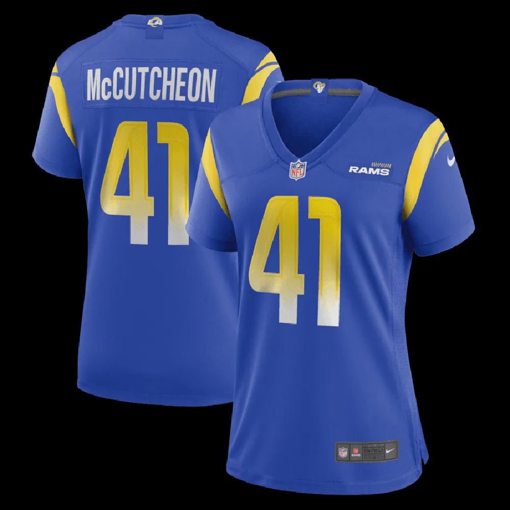 Cameron McCutcheon 41 Los Angeles Rams Women’s Game Jersey – Royal