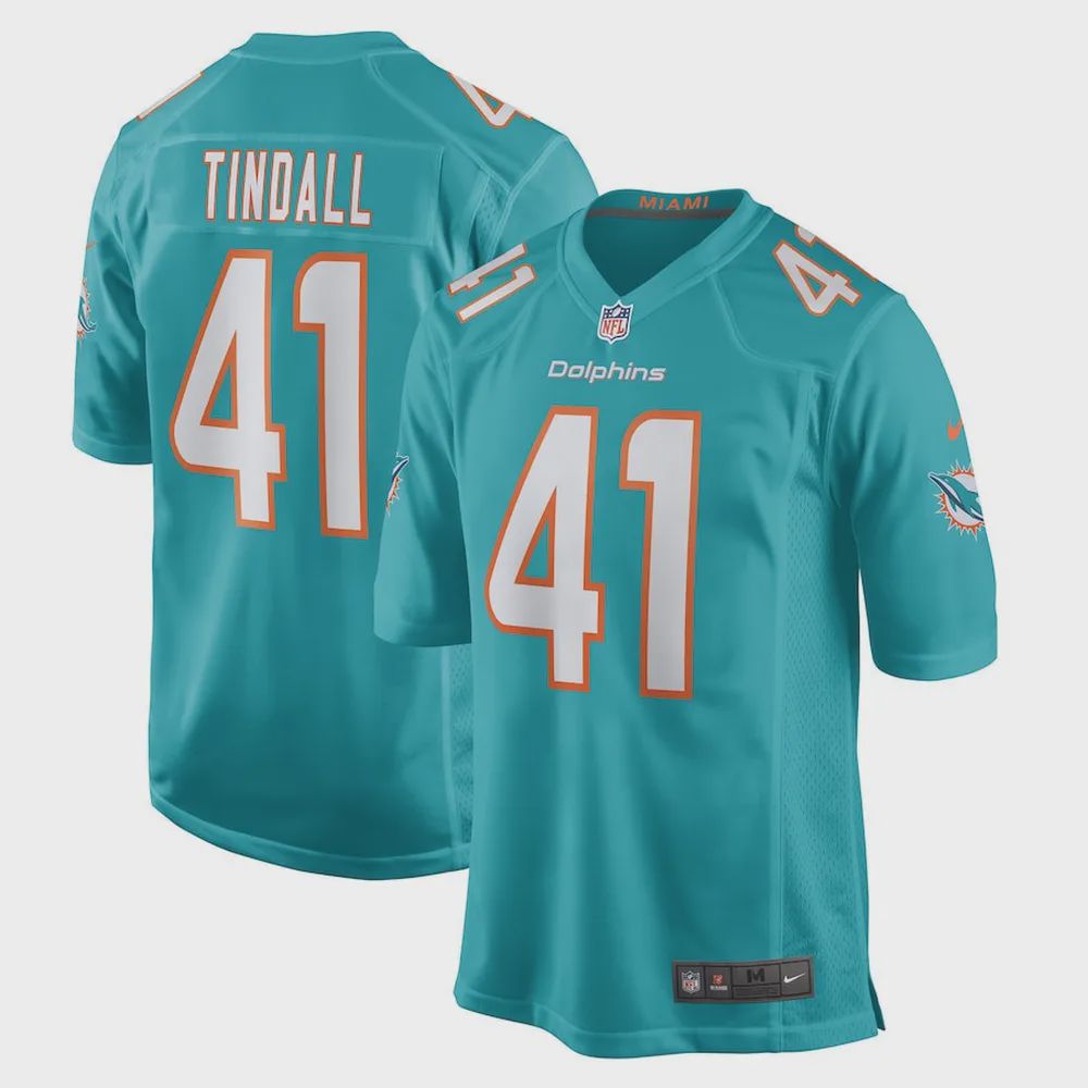 Channing Tindall 41 Miami Dolphins Men Game Jersey – Aqua