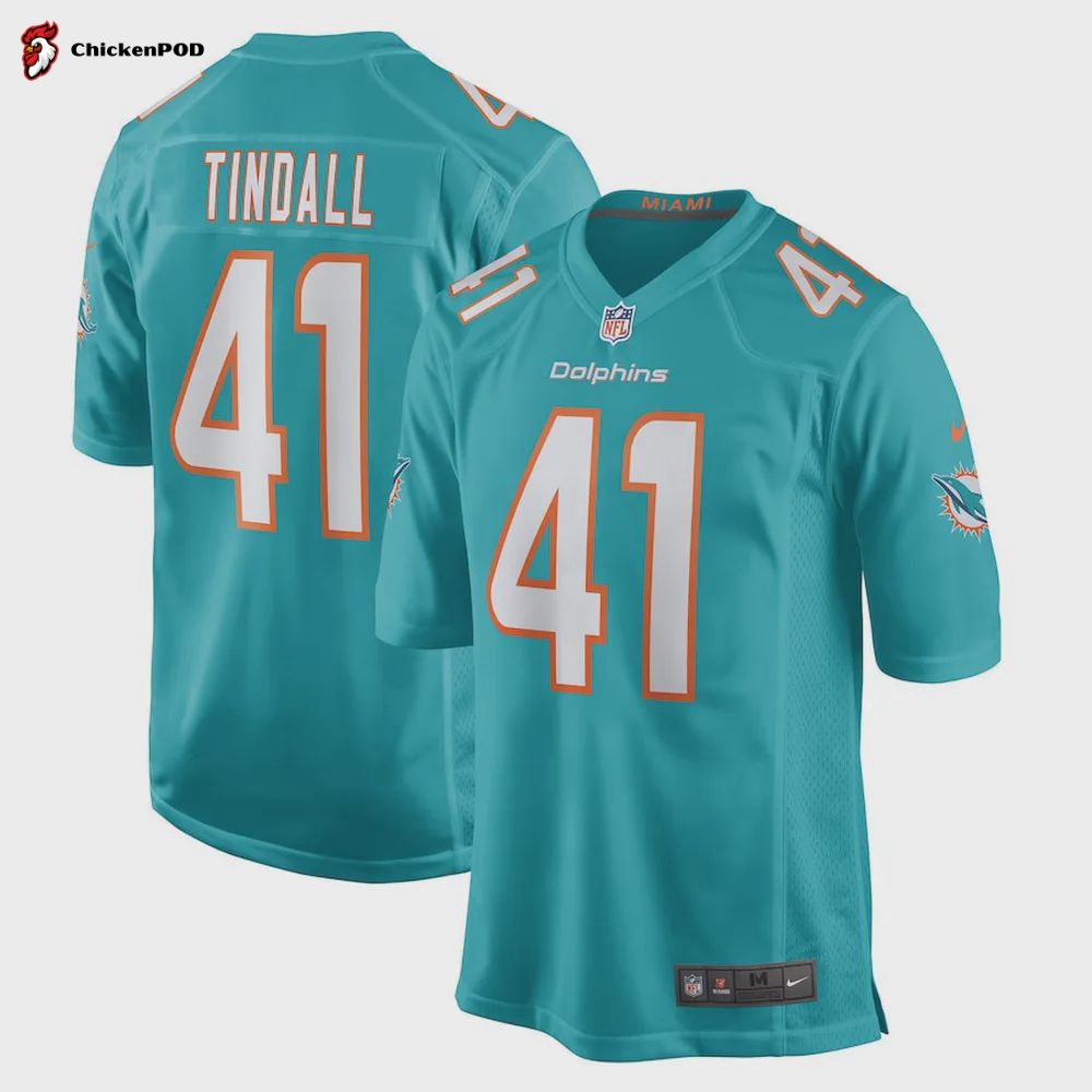 Channing Tindall Miami Dolphins Game Player Jersey – Aqua