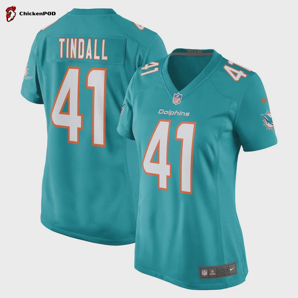 Channing Tindall Miami Dolphins Women’s Game Player Jersey – Aqua