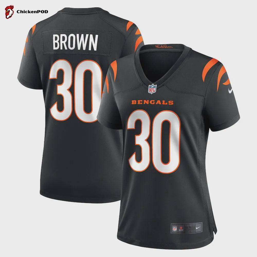 Chase Brown 30 Cincinnati Bengals Women’s Game Jersey – Black