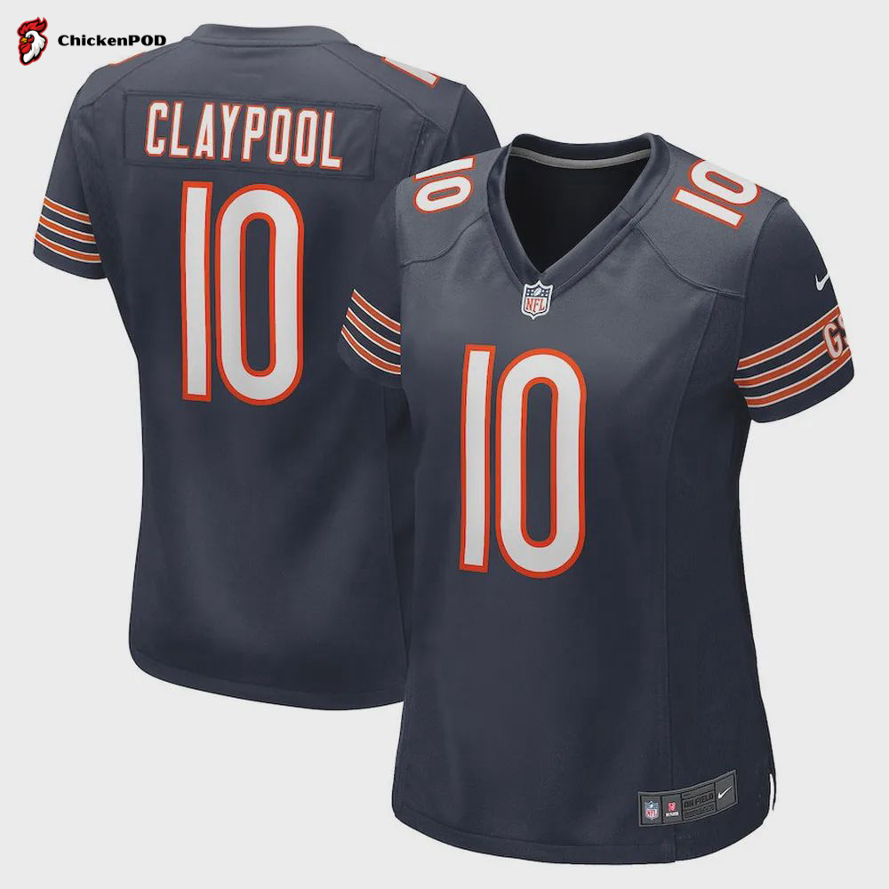 Chase Claypool 10 Chicago Bears Women’s Game Player Jersey – Navy