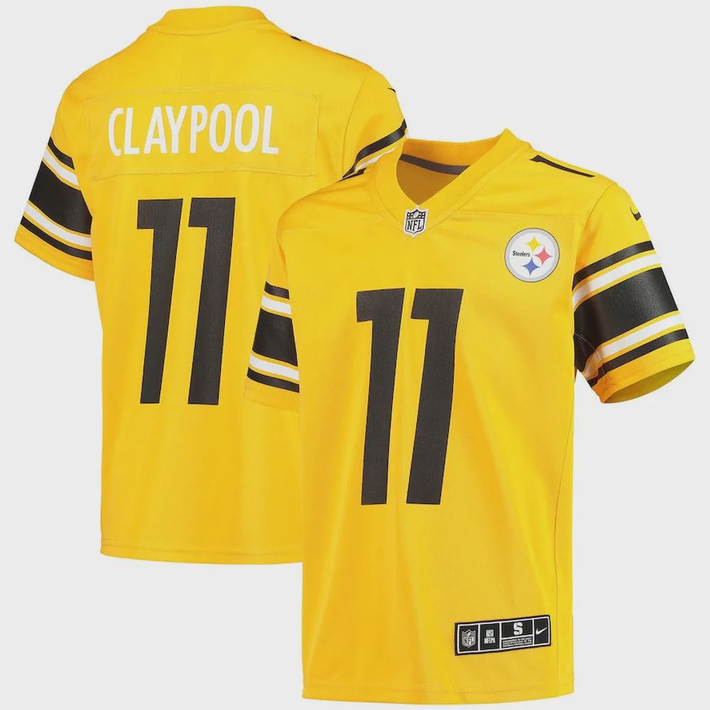 Chase Claypool 11 Pittsburgh Steelers YOUTH Inverted Team Game Jersey – Gold