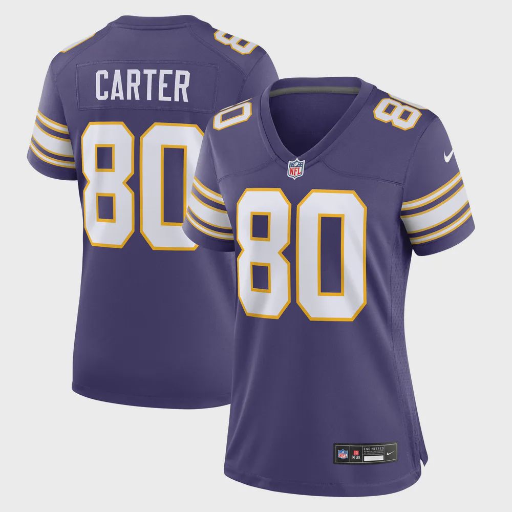 Chris Carter 80 Minnesota Vikings Women’s Classic Retired Game Jersey – Purple