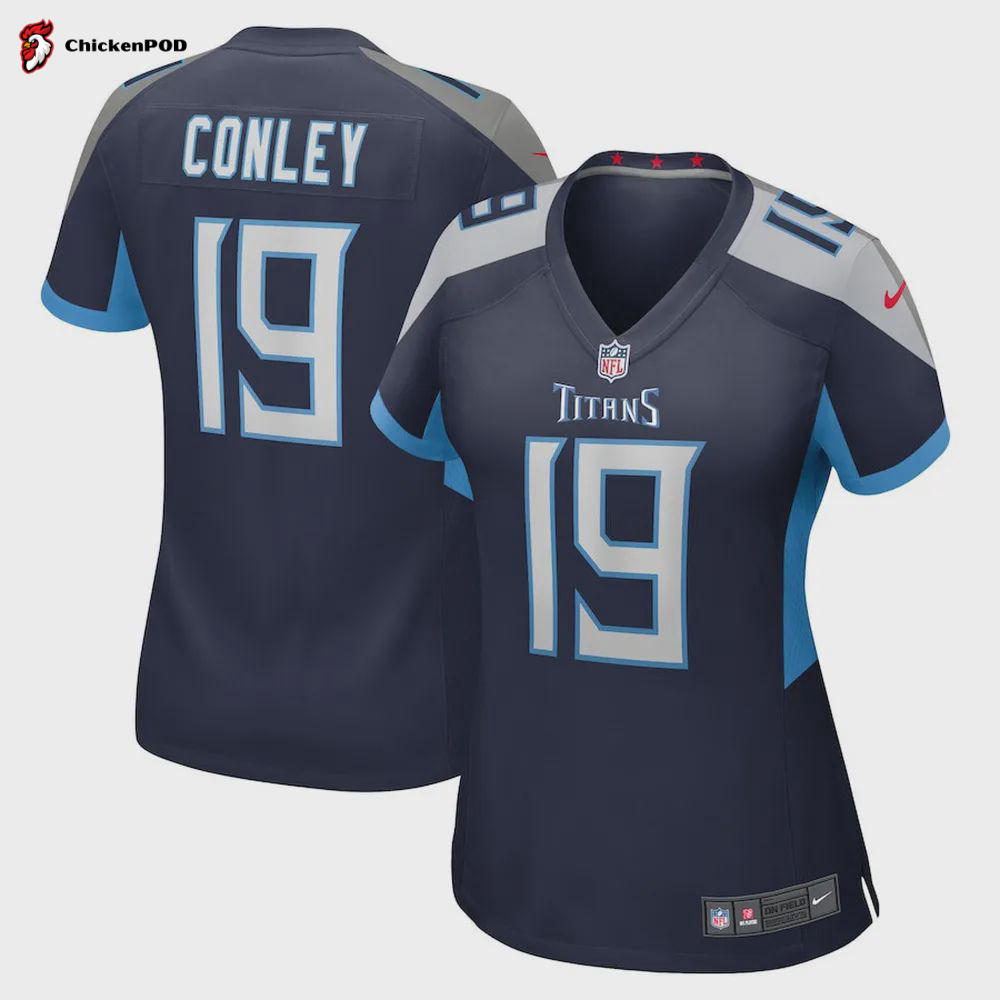 Chris Conley 19 Tennessee Titans Women’s Home Game Player Jersey – Navy