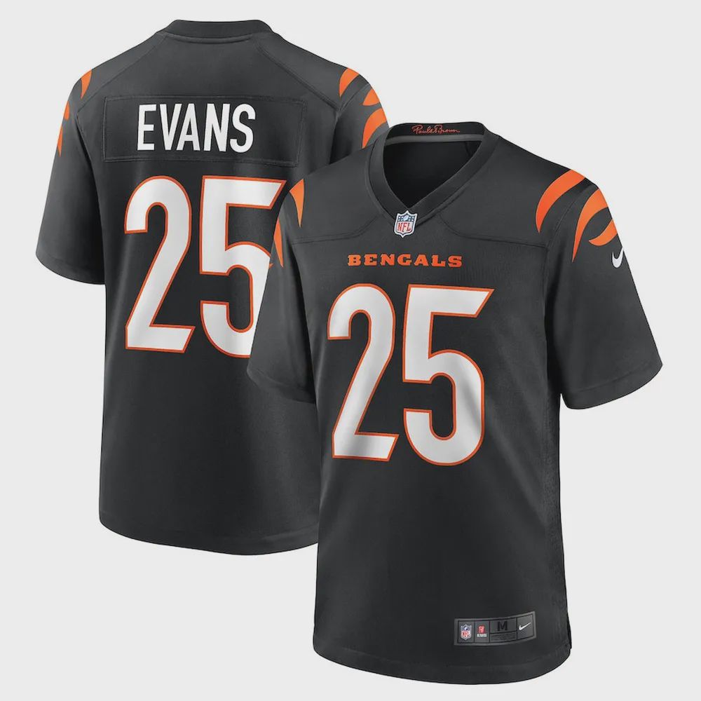 Chris Evans 25 Cincinnati Bengals Men’s Game Jersey – Black