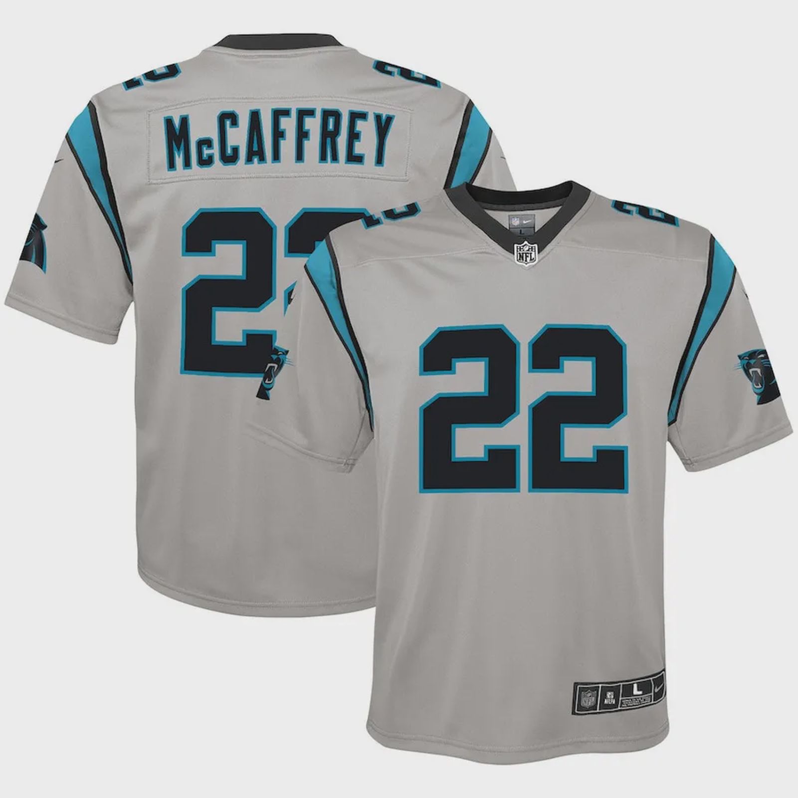 Christian McCaffrey 22 Carolina Panthers Youth Inverted Team Game Jersey – Silver