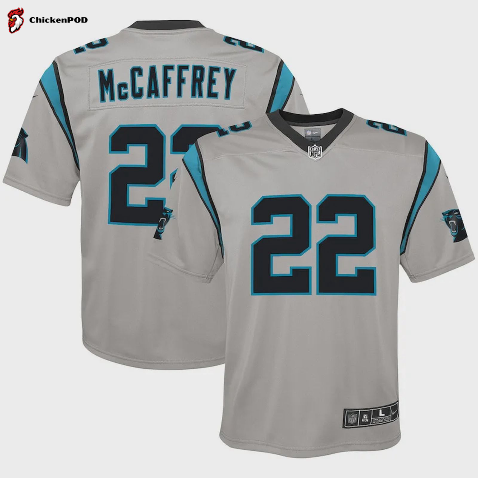 Christian McCaffrey 22 Carolina Panthers Youth Inverted Team Game Jersey – Silver