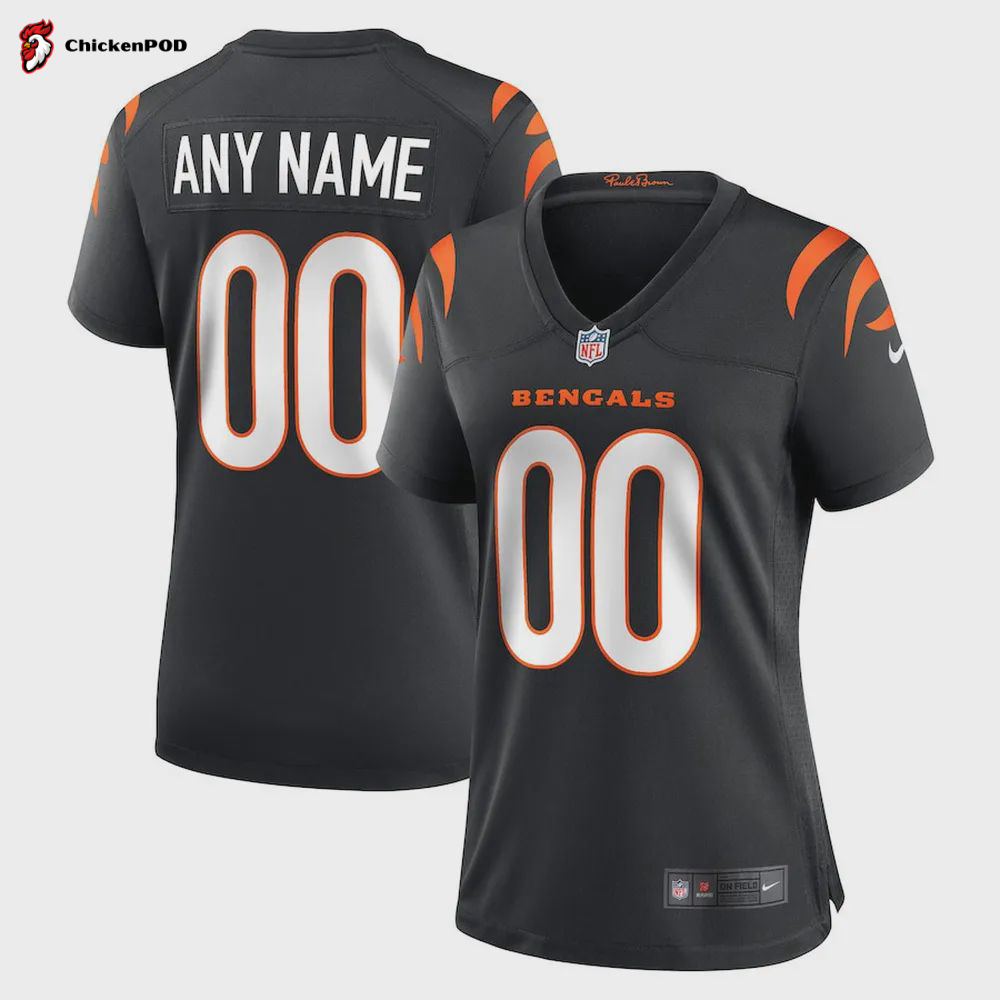 Cincinnati Bengals Women’s Custom Game Jersey – Black