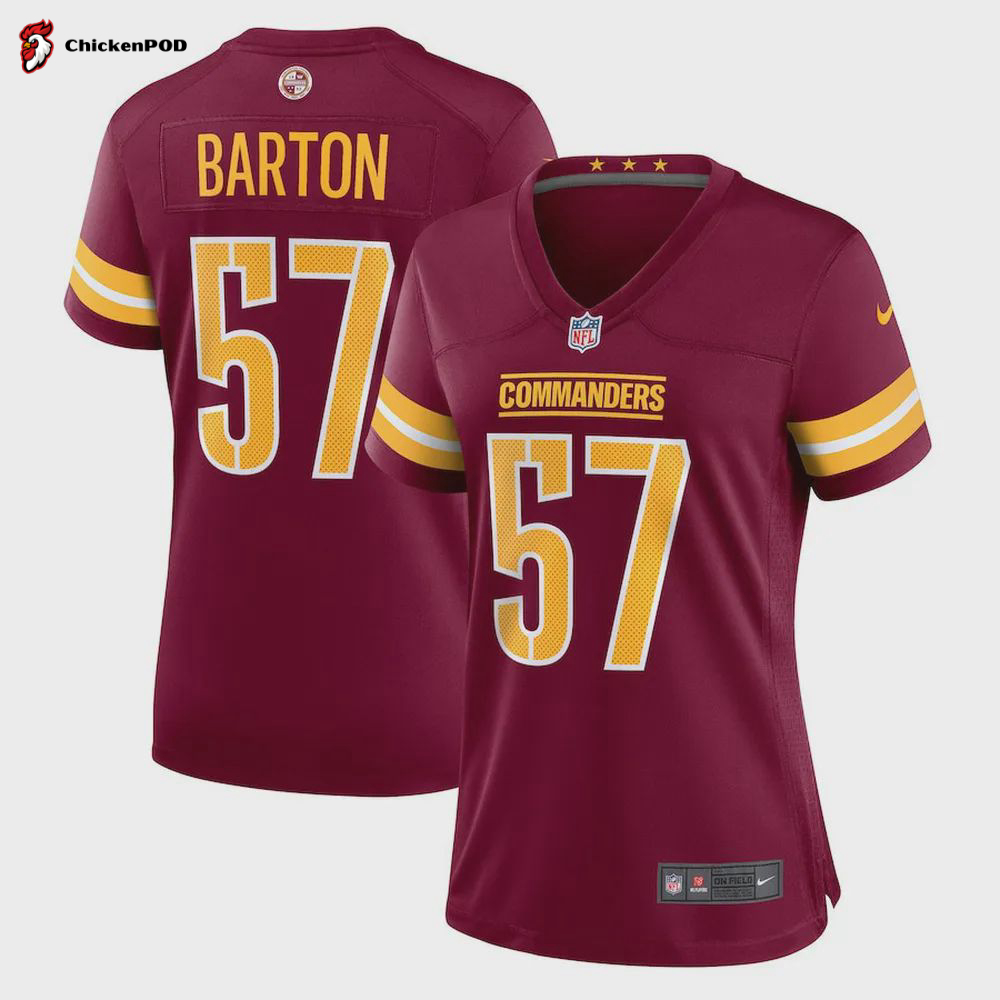 Cody Barton 57 Washington Commanders Women’s Game Player Jersey – Burgundy