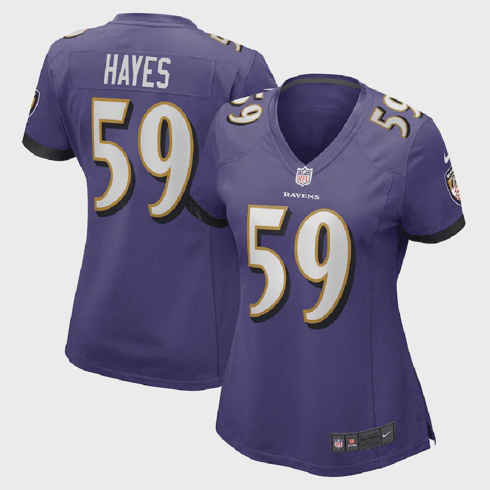 Daelin Hayes 59 Baltimore Ravens Women’s Game Jersey – Purple