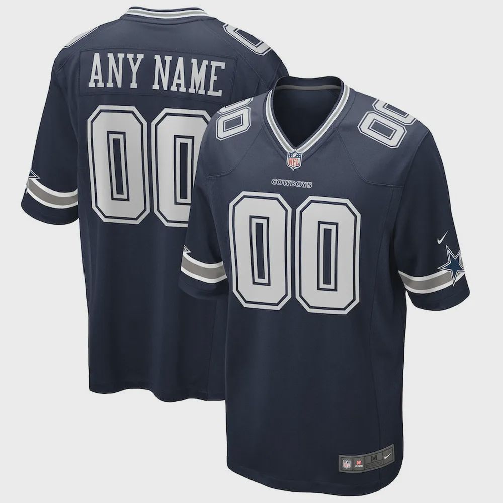 Dallas Cowboys Custom 00 Game Jersey – Navy