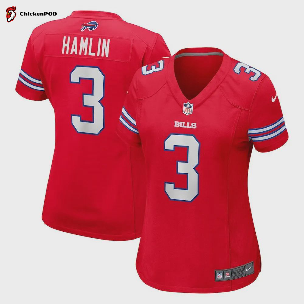 Damar Hamlin 3 Buffalo Bills Women’s Alternate Game Jersey – Red