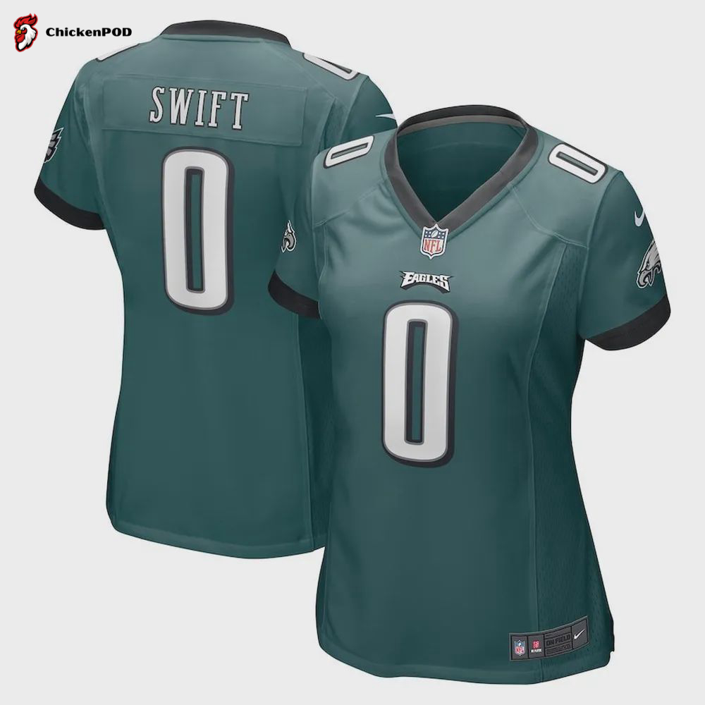 D’Andre Swift 0 Philadelphia Eagles Women’s Game Player Jersey – Midnight Green