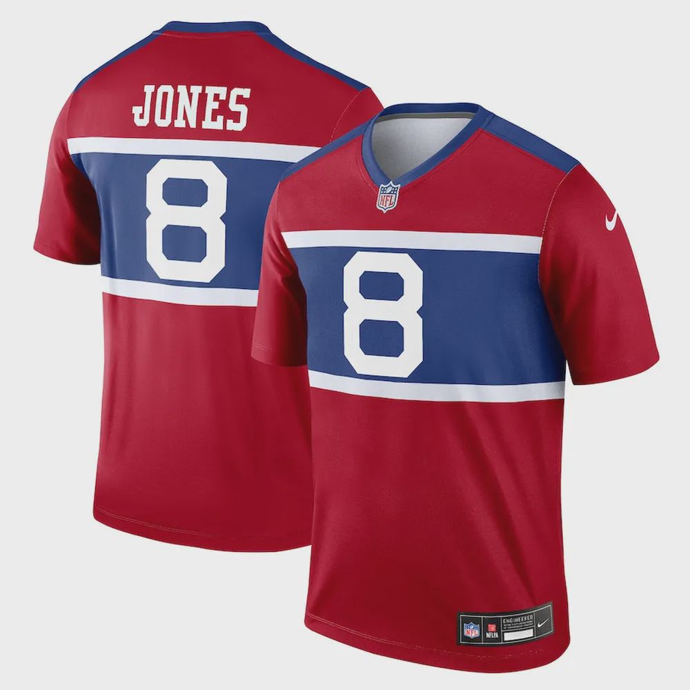 Daniel Jones 8 New York Giants Alternate Legend Player Game Jersey – Century Red