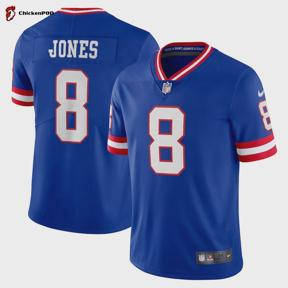 Daniel Jones 8 New York Giants Classic Vapor Elite Player Jersey – Royal