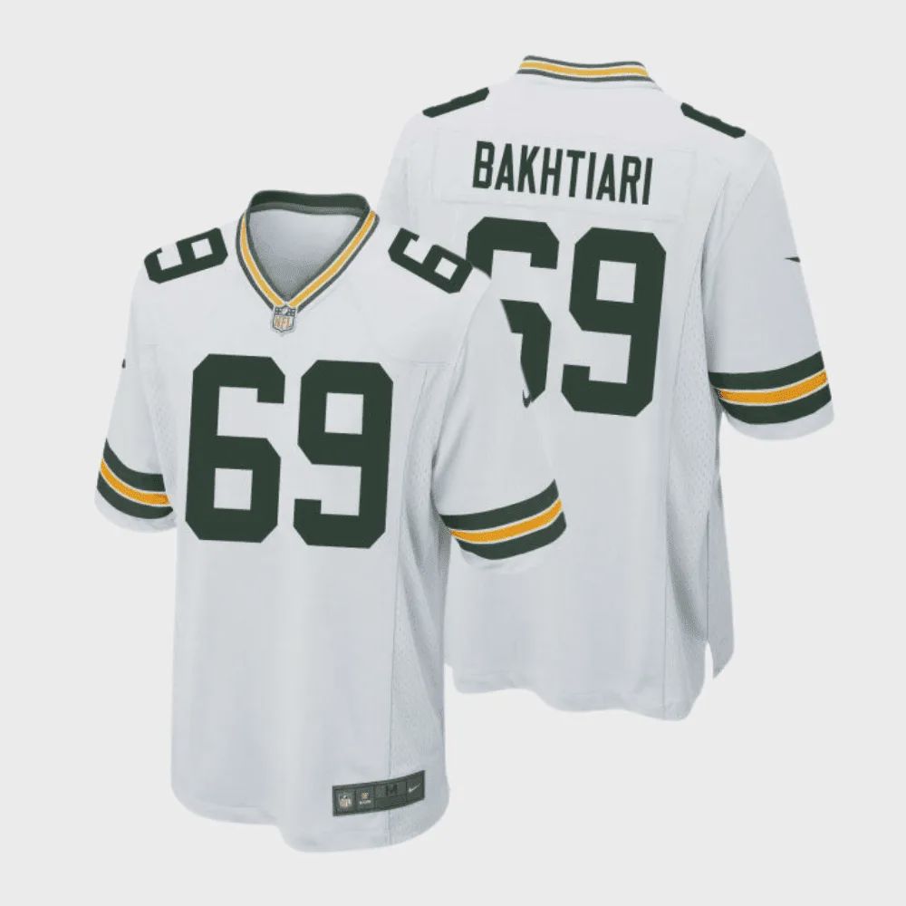 David Bakhtiari 69 Green Bay Packers Men Away Game Jersey – White