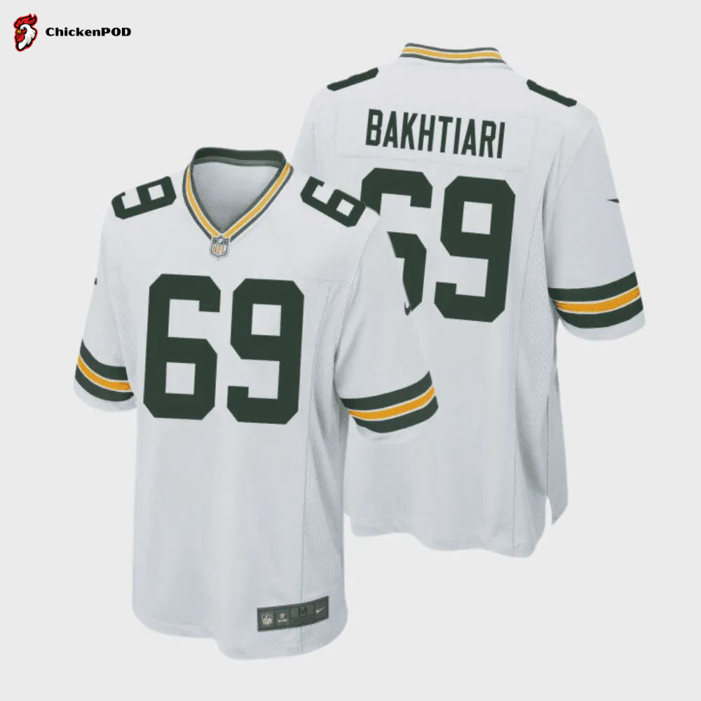 David Bakhtiari 69 Green Bay Packers Men Away Game Jersey – White