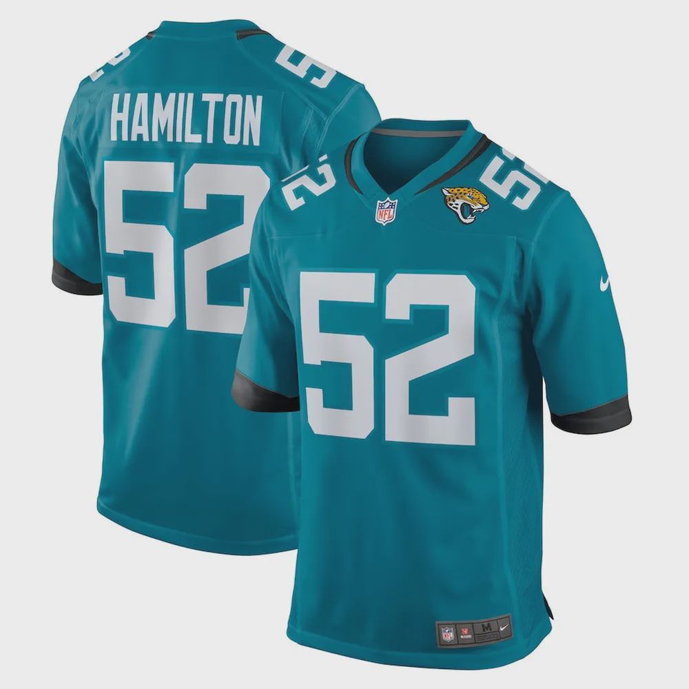 DaVon Hamilton 52 Jacksonville Jaguars Men’s Game Jersey – Teal