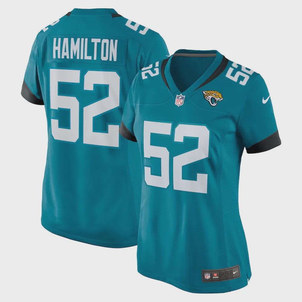 DaVon Hamilton 52 Jacksonville Jaguars Women’s Game Jersey – Teal