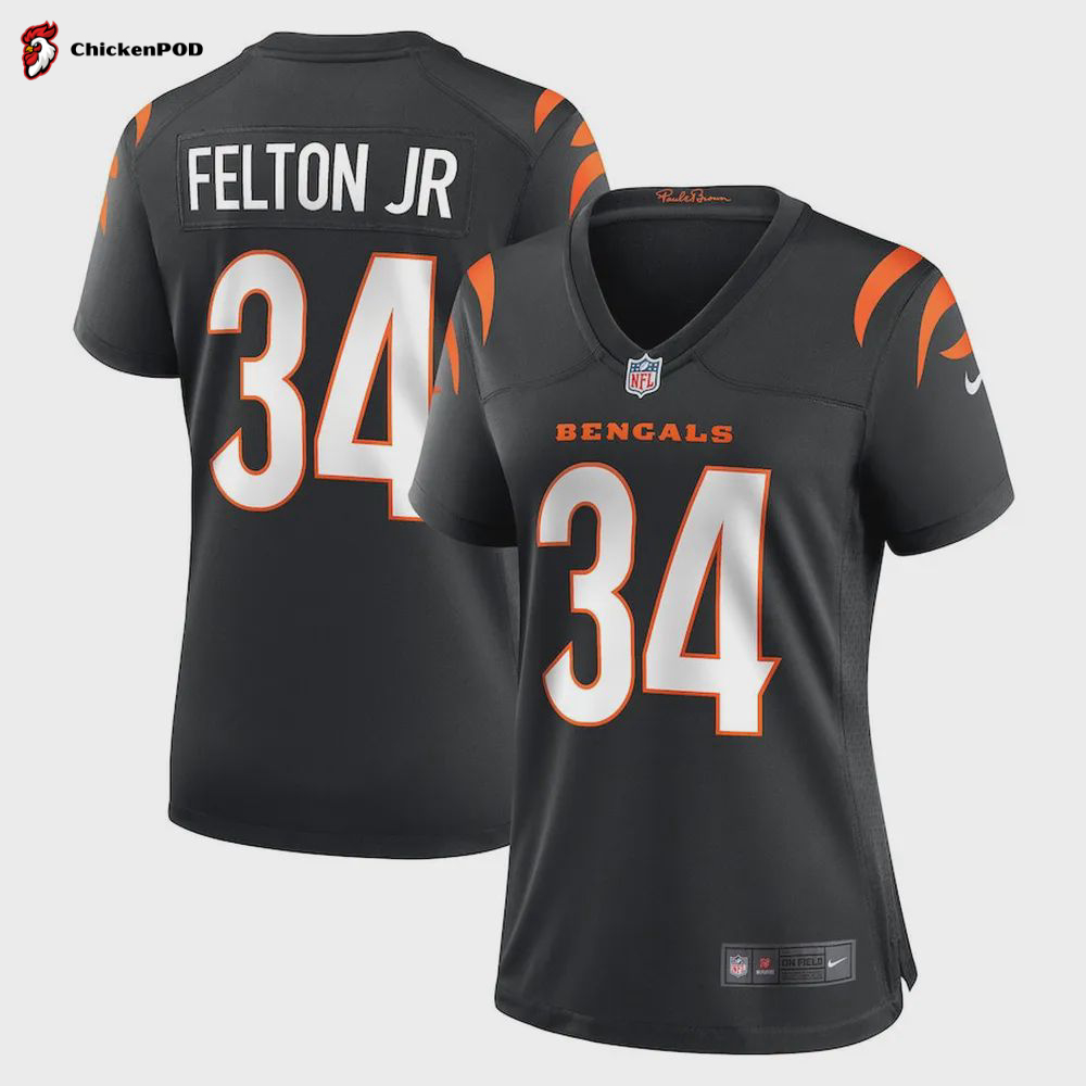 Demetric Felton Jr. 34 Cincinnati Bengals Women’s Game Jersey – Black