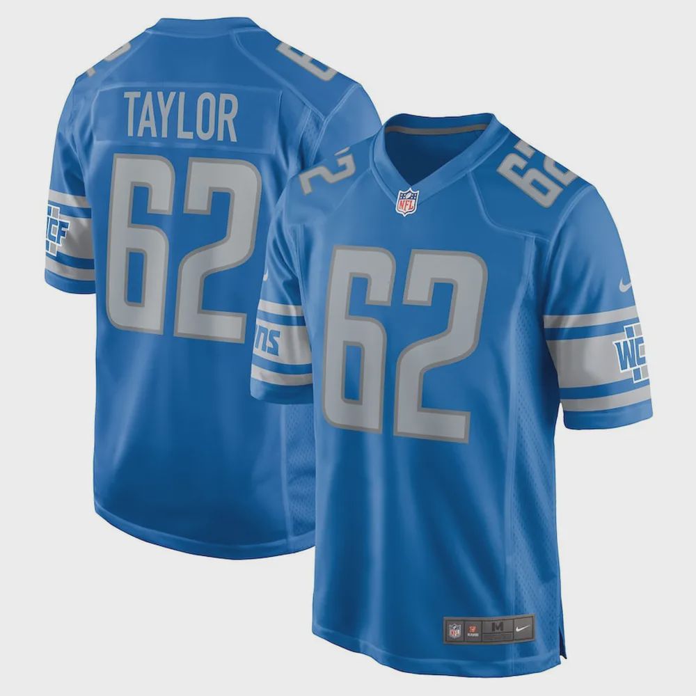 Demetrius Taylor 62 Detroit Lions Player Game Jersey – Blue