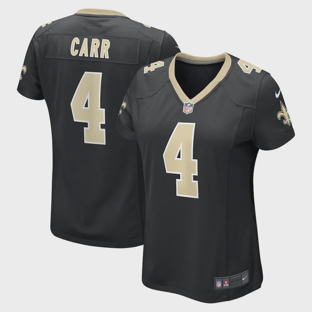 Derek Carr 4 New Orleans Saints Women’s Game Jersey – Black