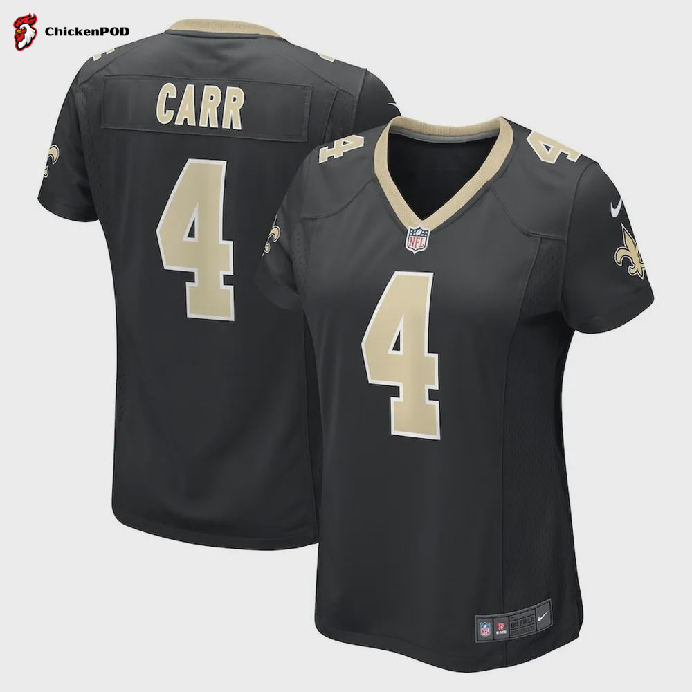 Derek Carr 4 New Orleans Saints YOUTH Game Jersey – Black