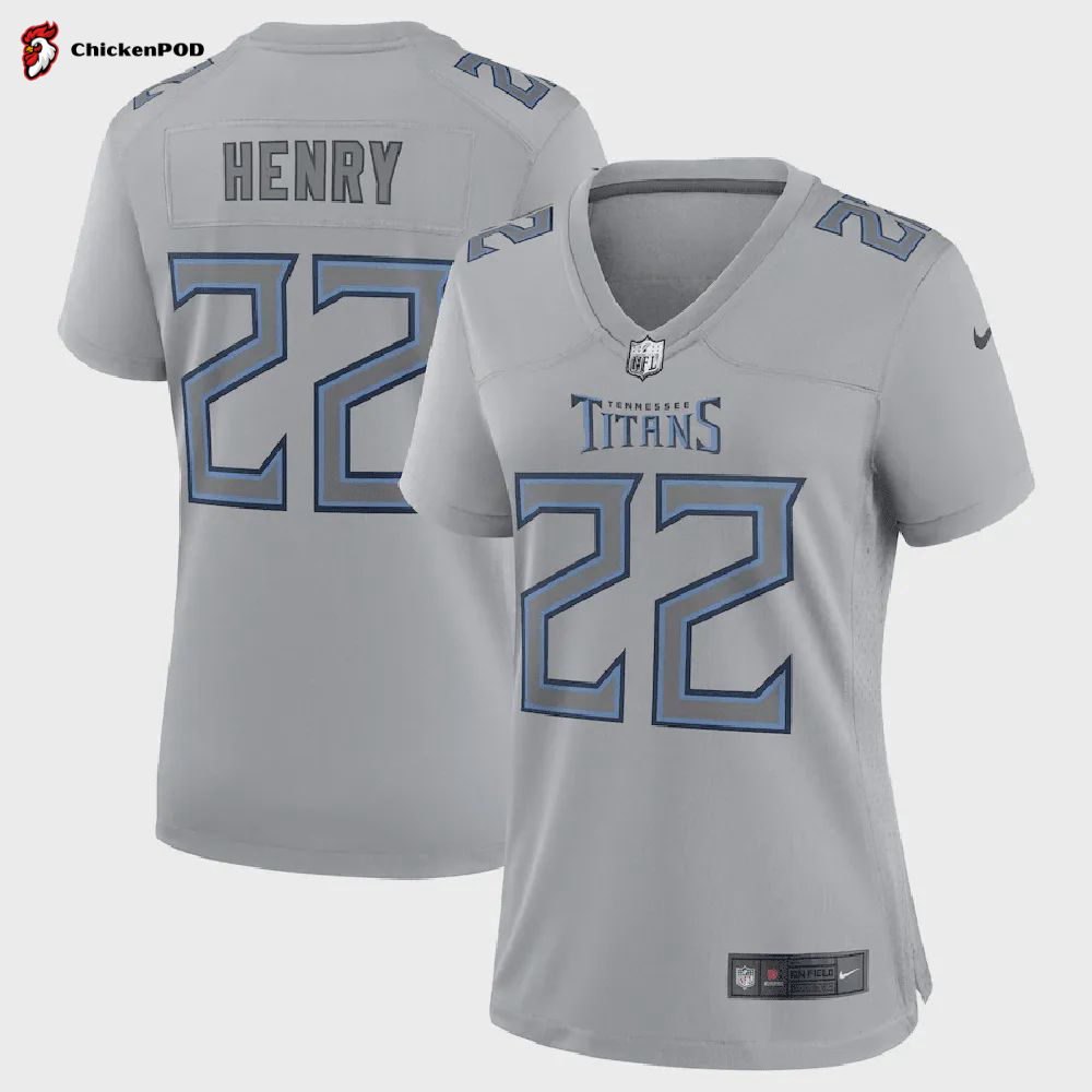 Derrick Henry 22 Tennessee Titans Women’s Atmosphere Fashion Game Jersey – Gray