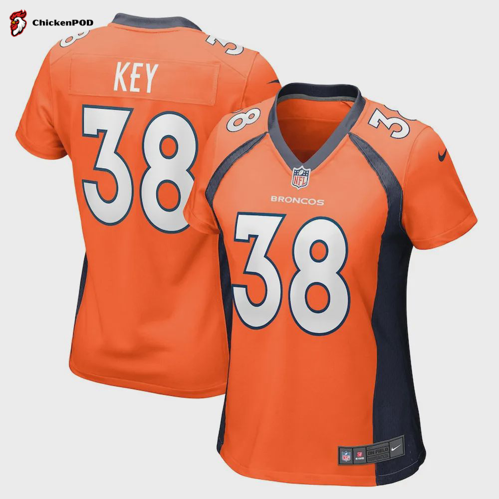 Devon Key 38 Denver Broncos Women’s Team Game Jersey – Orange