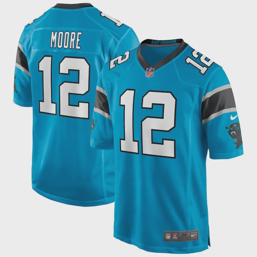 DJ Moore 12 Carolina Panthers Men’s Game Jersey – Blue