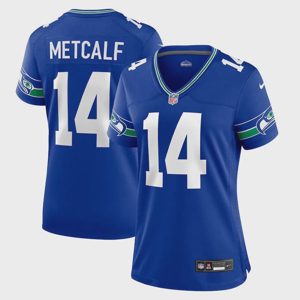 DK Metcalf 14 Seattle Seahawks Women’s Throwback Player Game Jersey – Royal