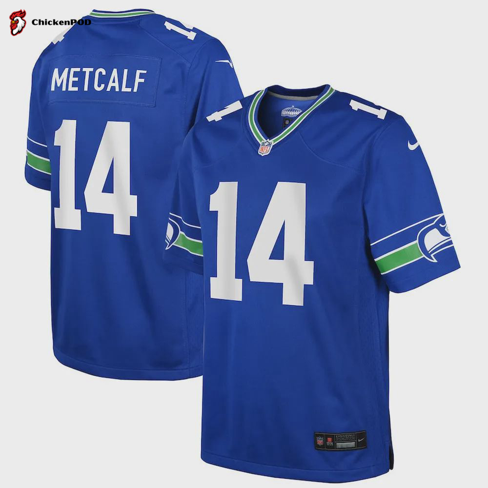 DK Metcalf 14 Seattle Seahawks Women’s Throwback Player Game Jersey – Royal