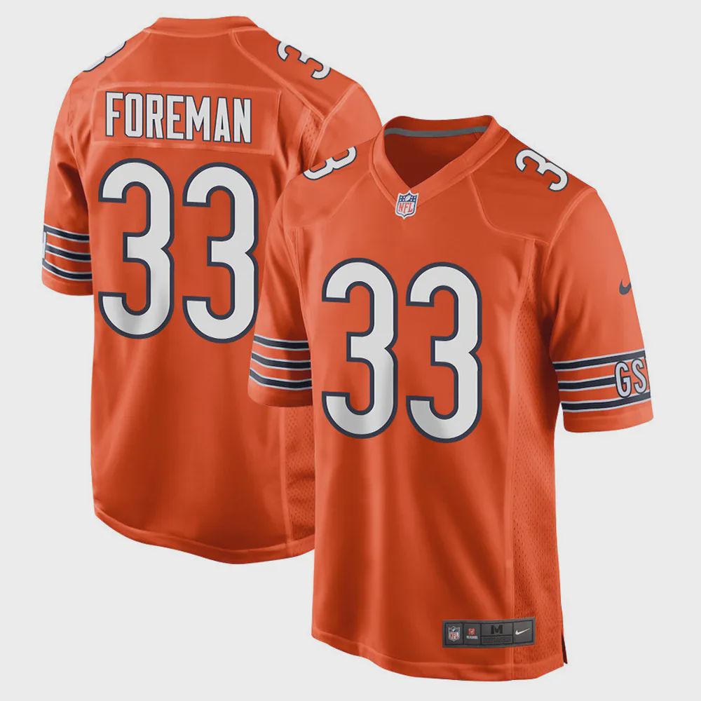 D’onta Foreman 33 Chicago Bears Men Alternate Game Jersey – Orange