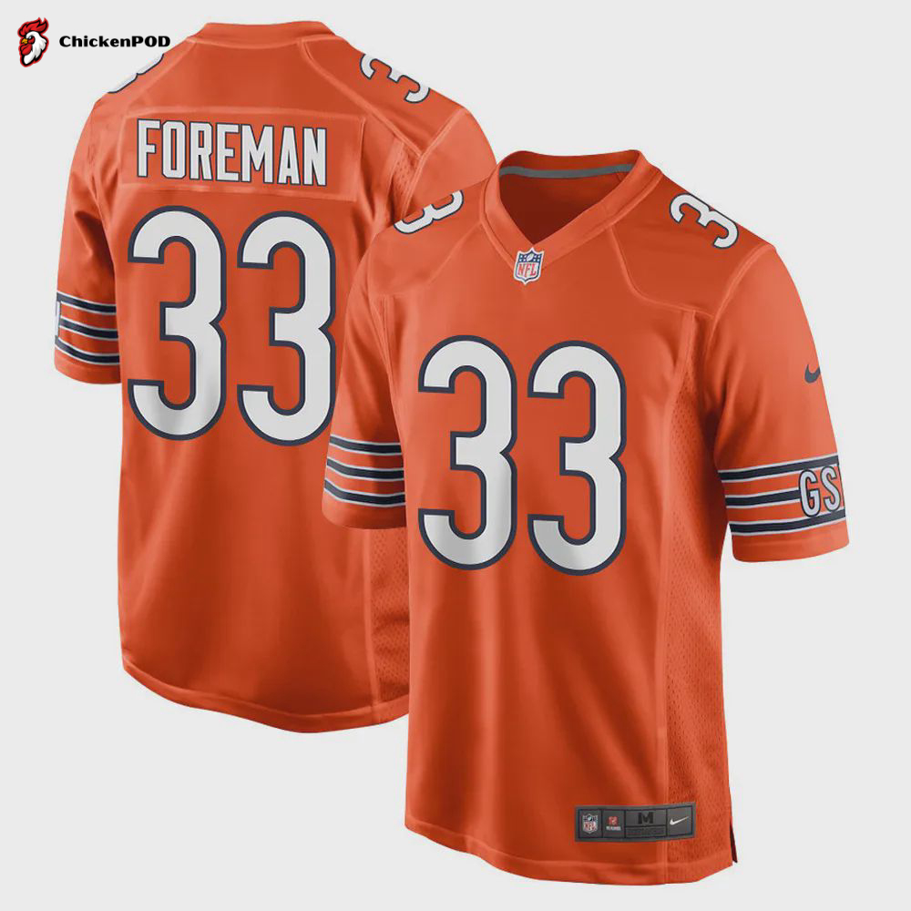 D’onta Foreman 33 Chicago Bears Men Alternate Game Jersey – Orange