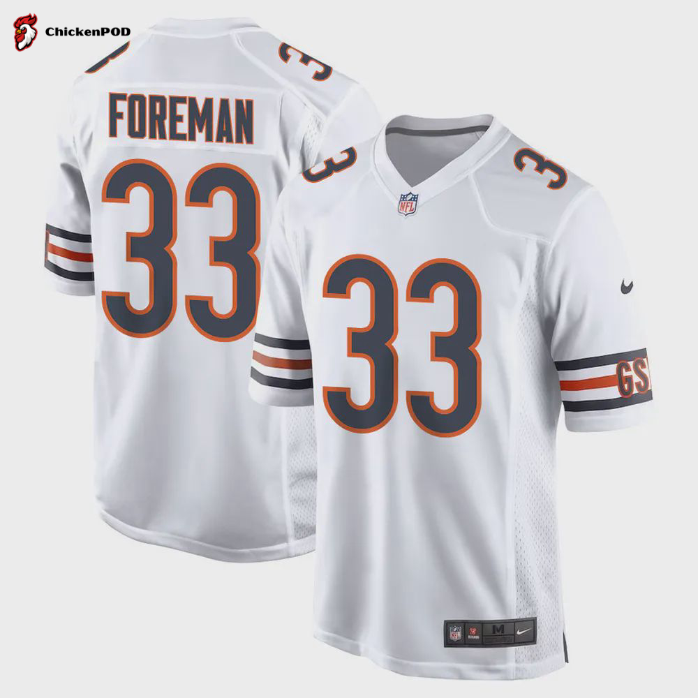 D’onta Foreman 33 Chicago Bears Men Game Jersey – White