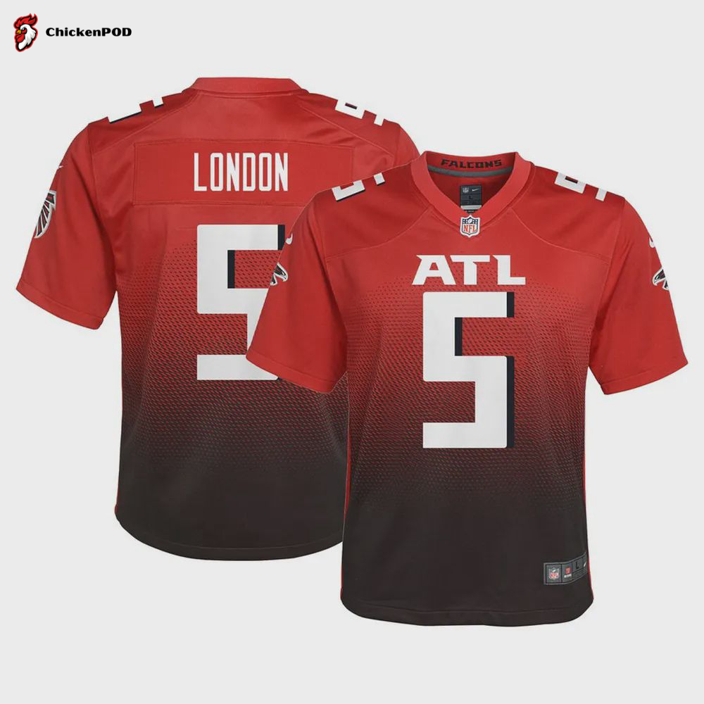 Drake London 5 Atlanta Falcons Youth Game Jersey – Red