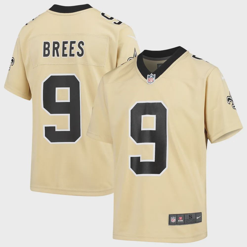 Drew Brees New Orleans Saints Youth Inverted Game Jersey – Gold