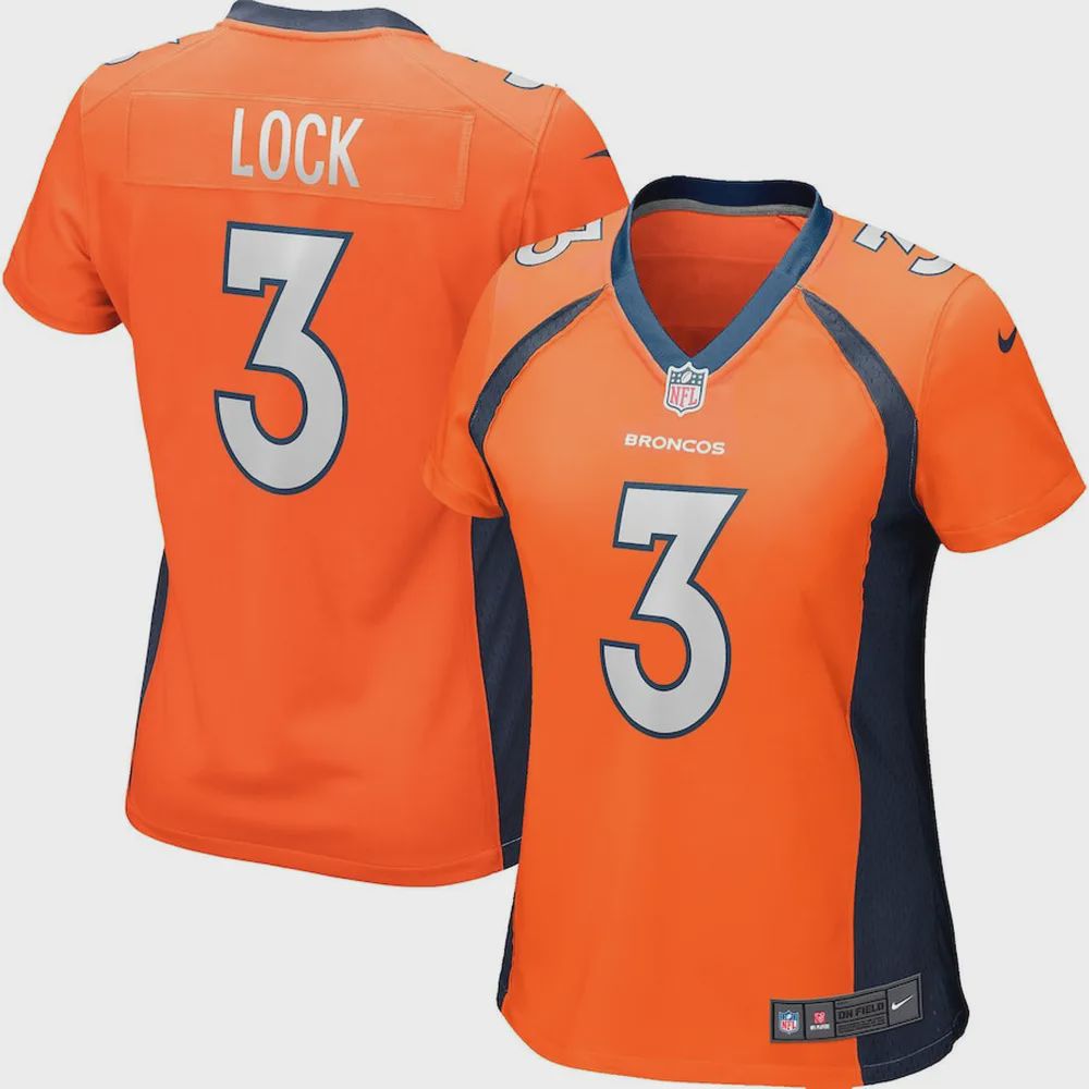 Drew Lock 3 Denver Broncos Women’s Game Jersey – Orange