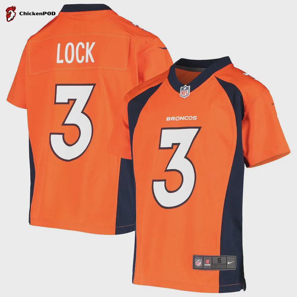 Drew Lock 3 Denver Broncos YOUTH Game Jersey – Orange