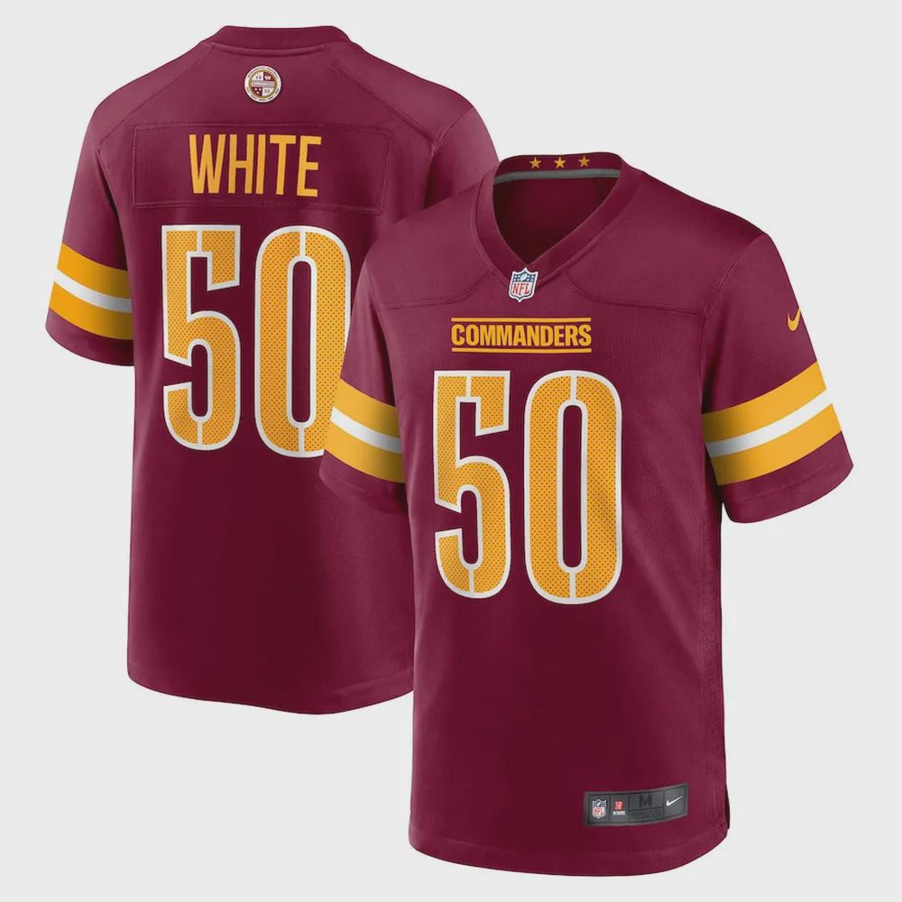 Drew White Washington Commanders Player Game Jersey – Burgundy