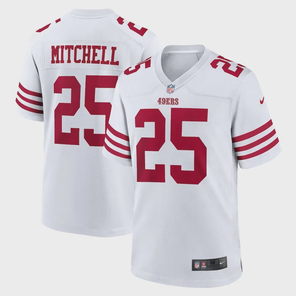 Elijah Mitchell 25 San Francisco 49ers Player Game Jersey – White