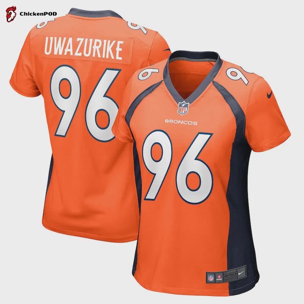 Eyioma Uwazurike 96 Denver Broncos Women’s Game Jersey – Orange